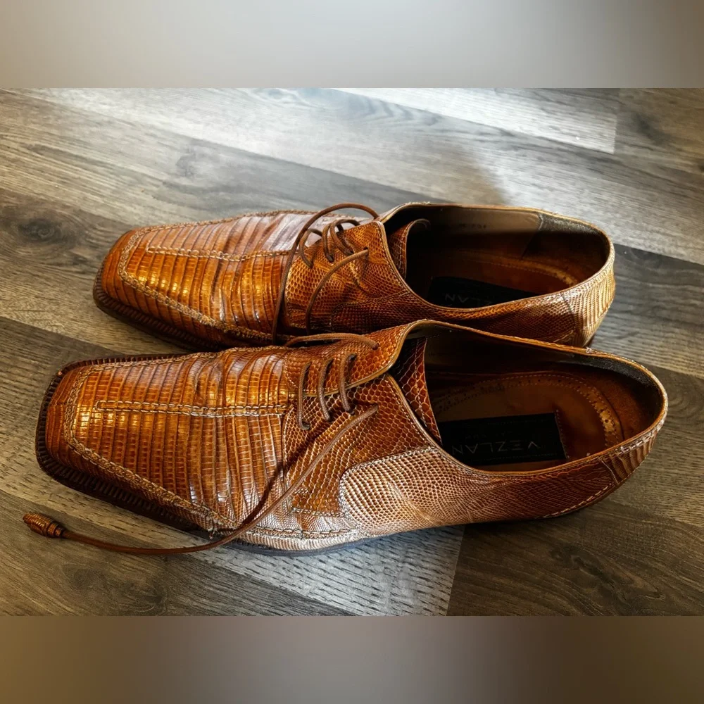 Mezlan Brown Textured Leather Oxfords office dress shoes men’s size 12 business - Picture 3 of 13